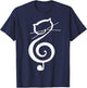 Cat Kitty Treble Music Clef Funny Cat Music Notes Women Men T-Shirt - T-Shirt | Navy