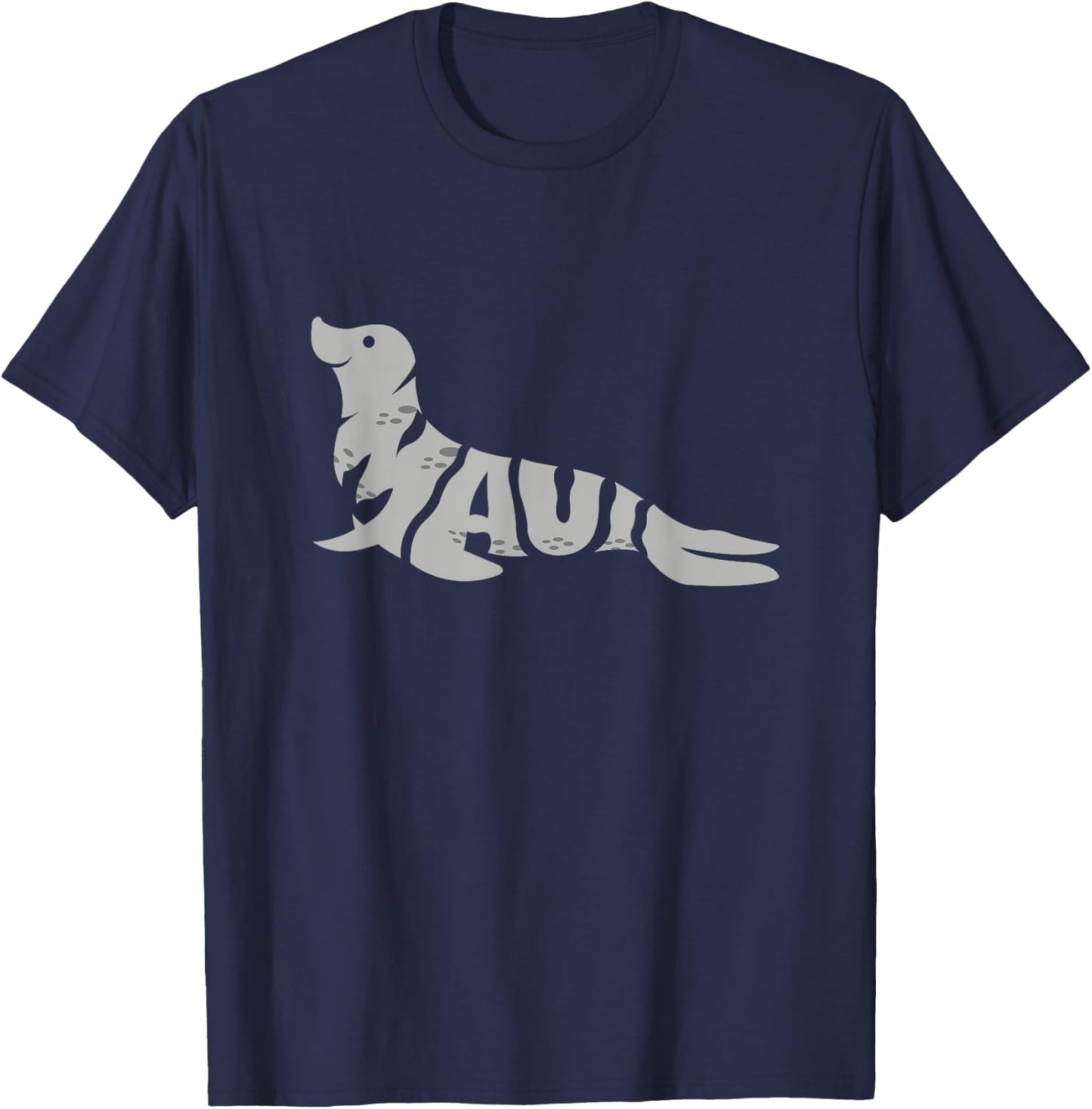 Maui Hawaiian Monk Seal Word Art - Funny Mammal Animal T-Shirt - T-Shirt | Navy