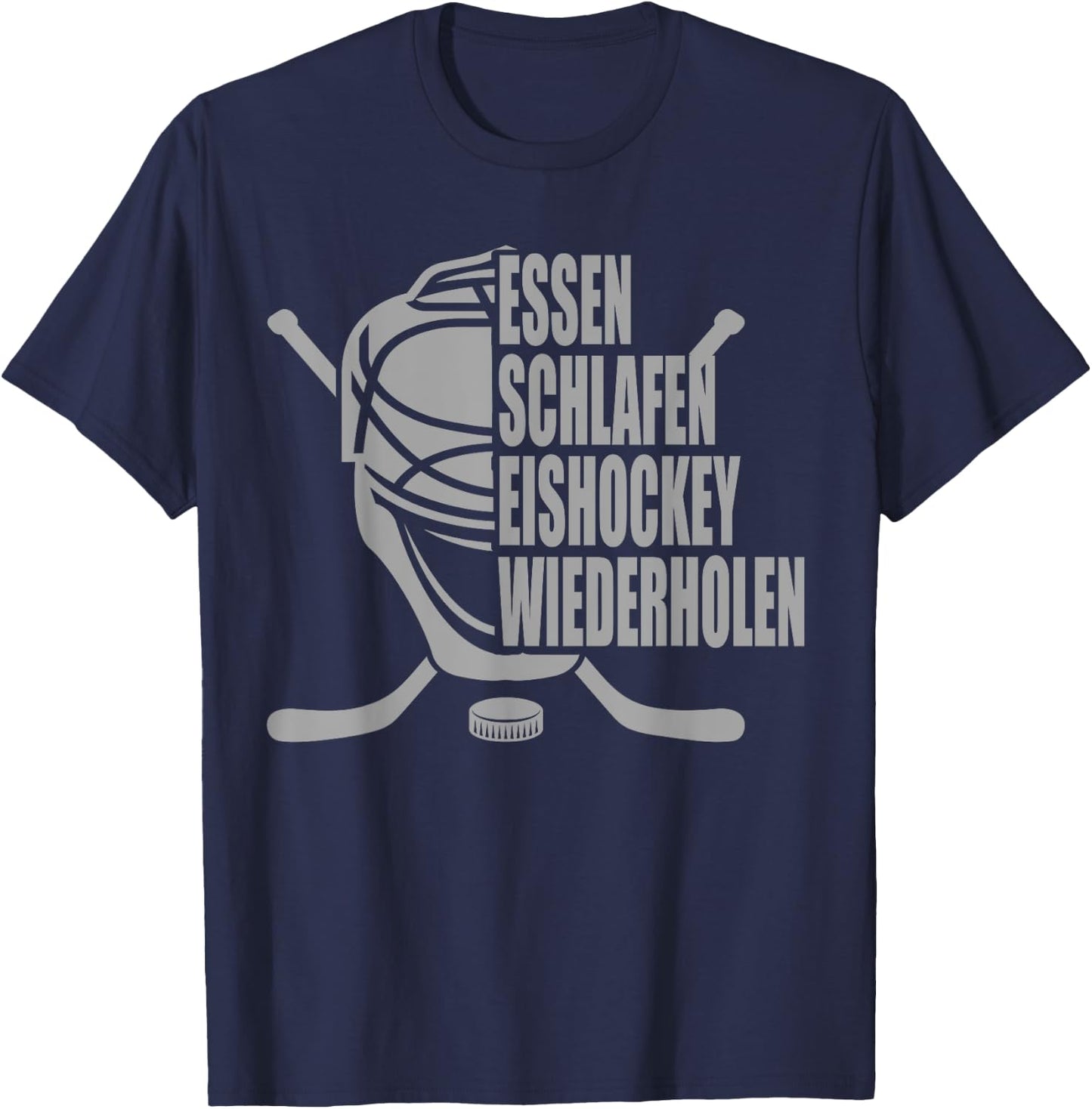 Essen Schlafen Eishockey Wiederholen Vintage Ice Hockey , black T-Shirt - T-Shirt | Navy