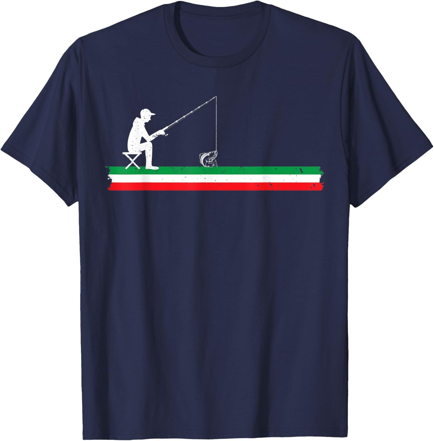 Proud Italian Fisherman Italy Flag Italian Walleye Fishing T-Shirt - T-Shirt | Navy