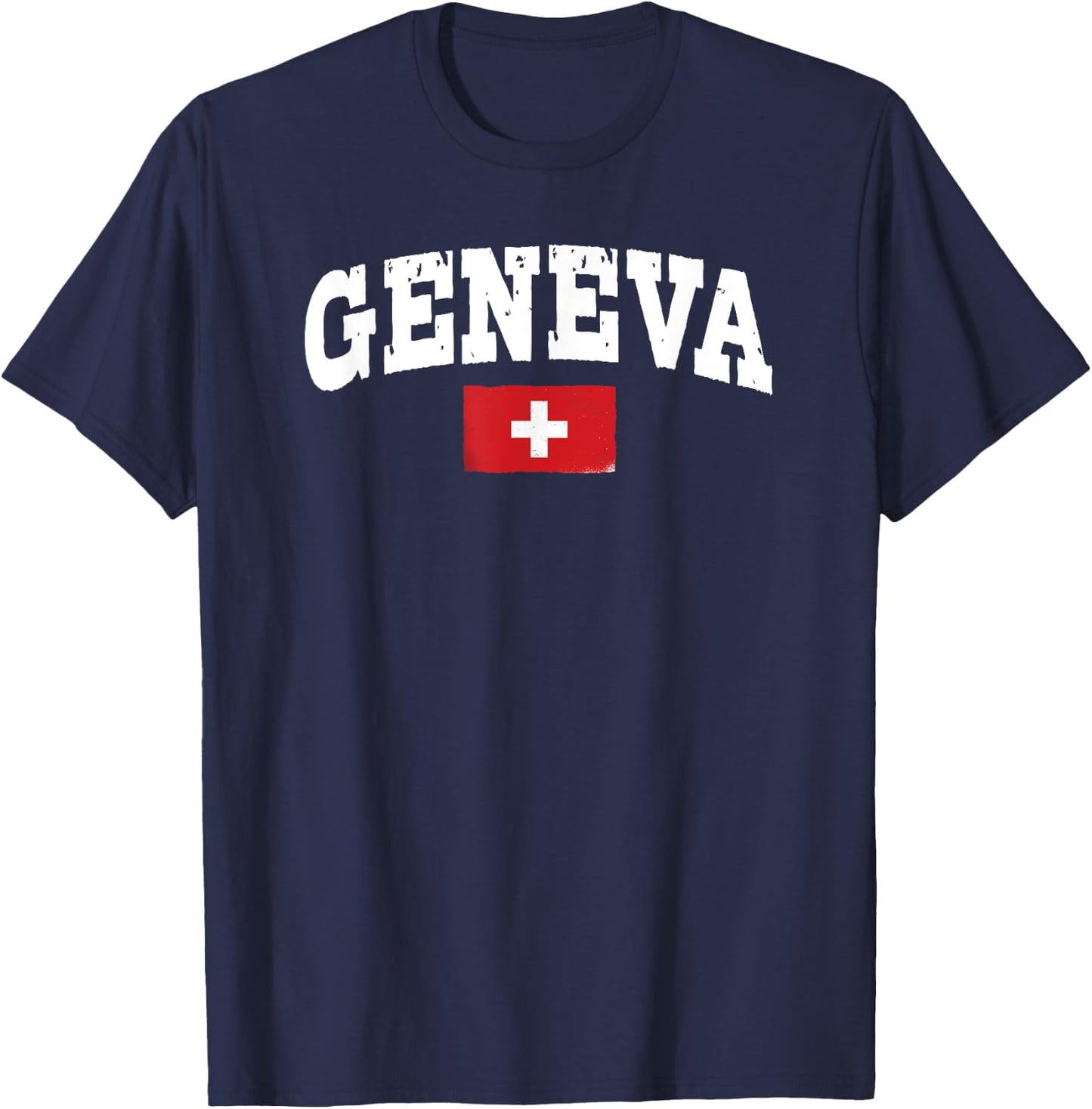 Geneva Swiss Flag Wear Lake Geneva Switzerland T-Shirt - T-Shirt | Navy