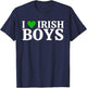 Funny I Love Irish Boys I Green Heart British Boys Ireland T-Shirt - T-Shirt | Navy