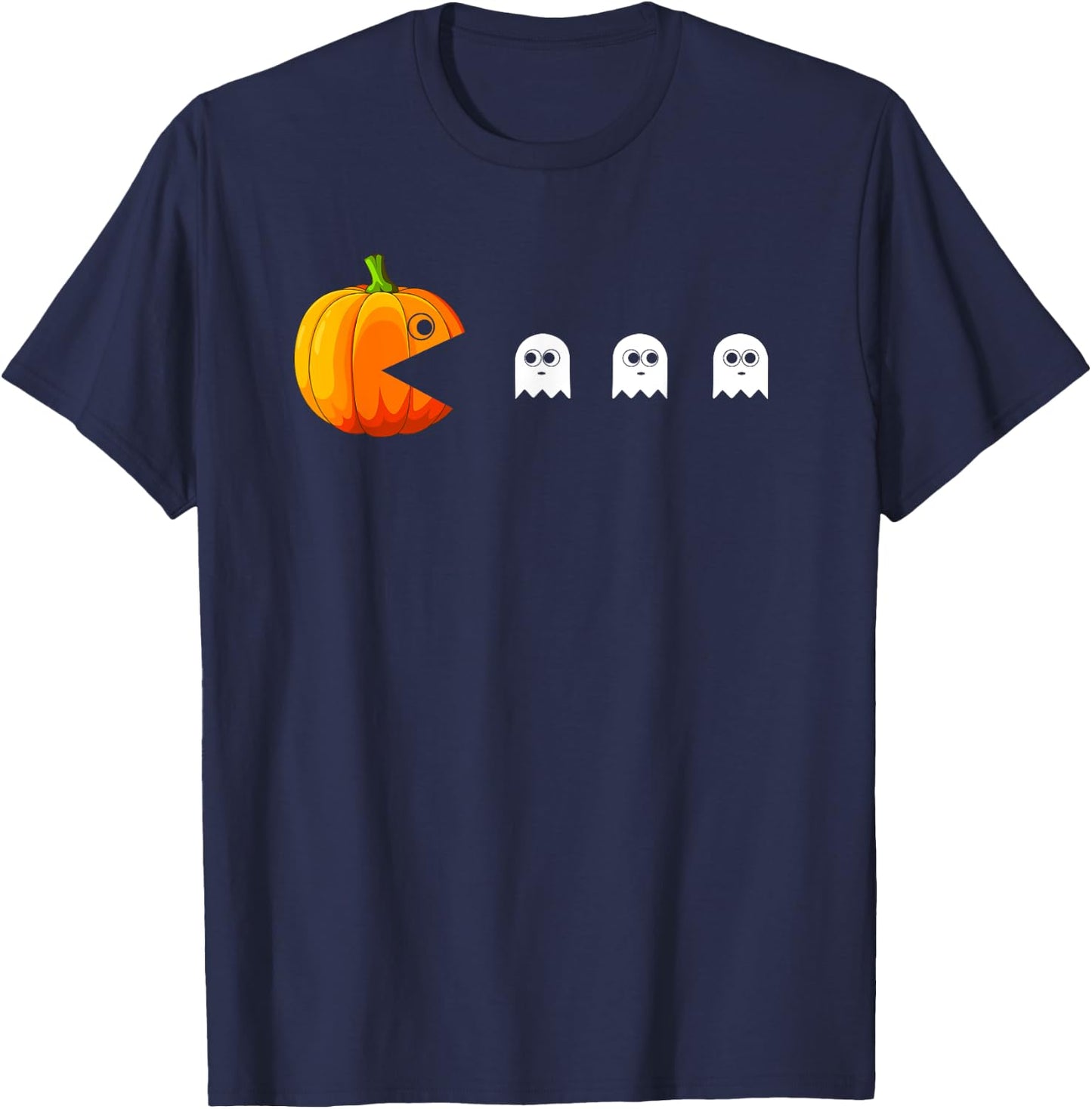 Funny Pumpkin Eating Ghosts Halloween For Boys Girls Kids T-Shirt - T-Shirt | Navy