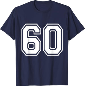 Number 60 Varsity Sports Team Jersey 60th Birthday 60 Years T-Shirt - T-Shirt | Navy