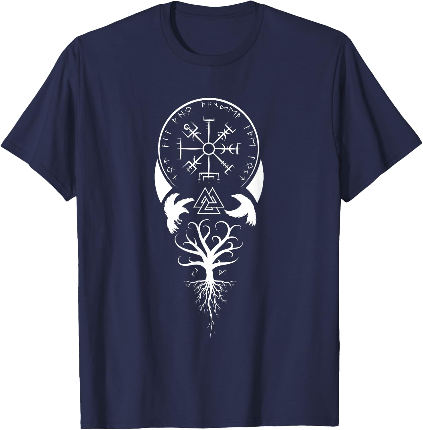 Viking Celtic Classic Vegvisir Compass Vikings T-Shirt - T-Shirt | Navy