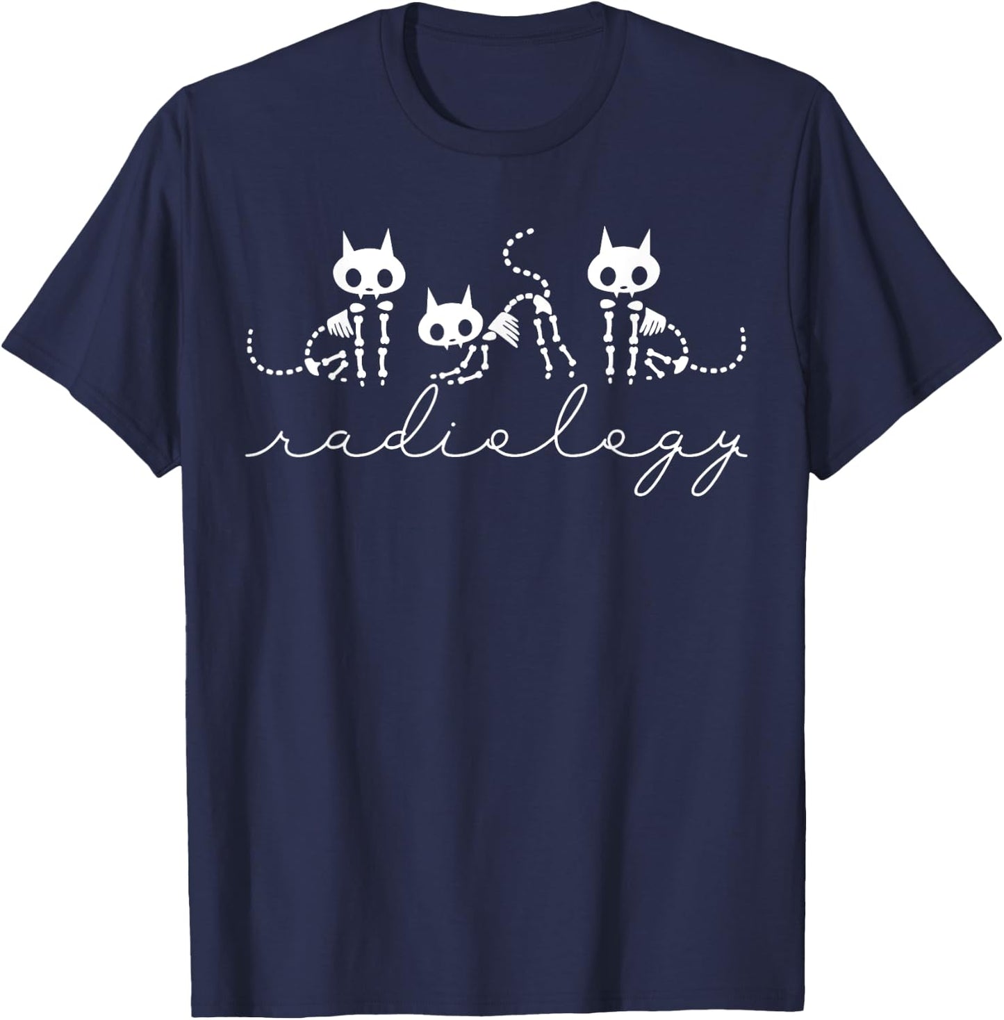 Xray Tech Halloween Cat Skeleton Radiology Rad Tech Student T-Shirt - T-Shirt | Navy