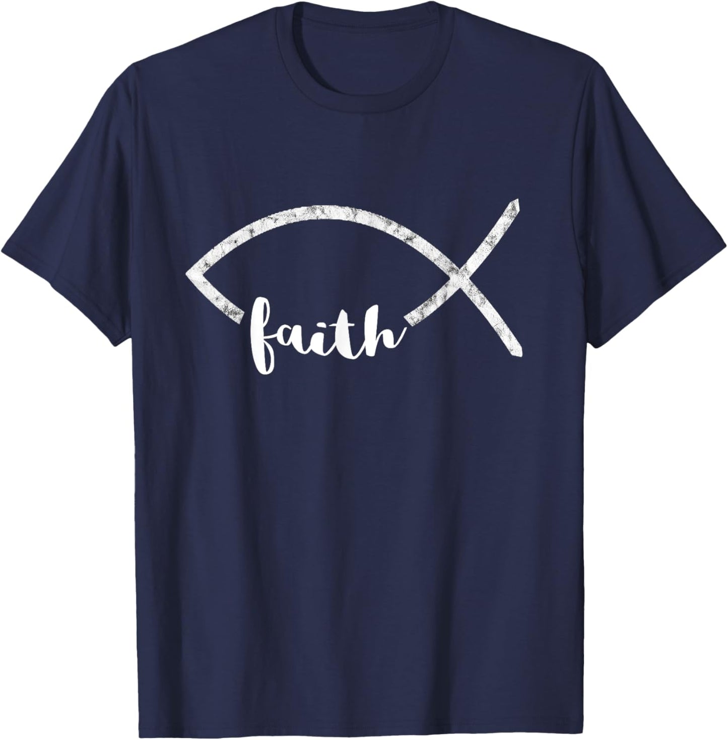 Jesus Fish Ichthy Emblem Christian Faith Symbol Ichthus T-Shirt - T-Shirt | Navy