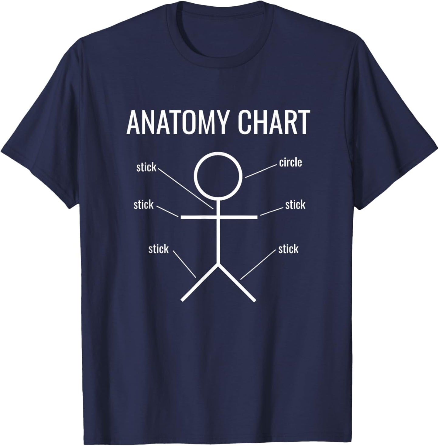 Stick Figure Anatomy Chart Funny T-Shirt - T-Shirt | Navy