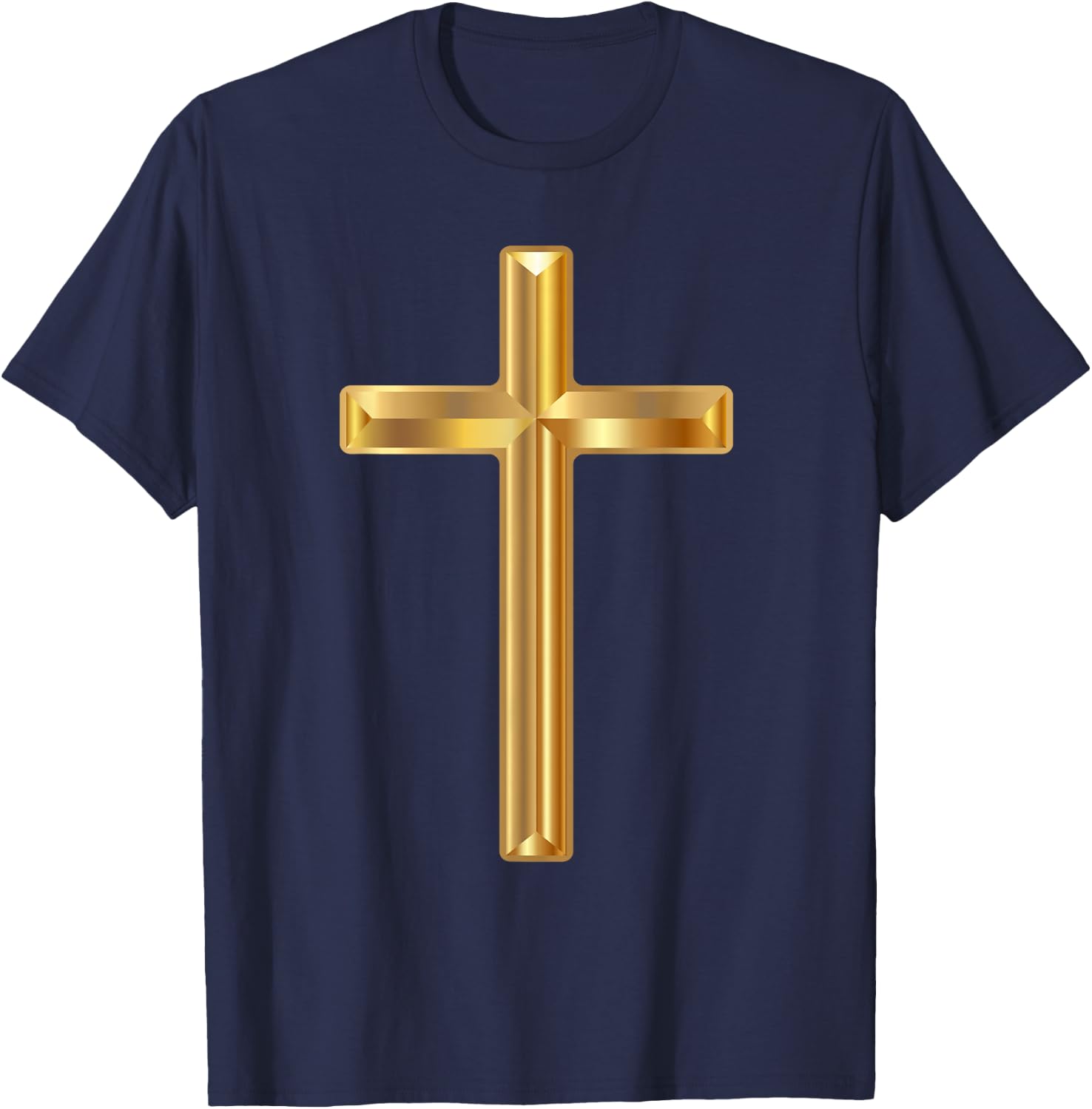 Jesus Holy Cross Gold Cross - Boys' -Adults Black Solid Color Modern Christian Gift - Small - Short Sleeve - Winter - 1 Count - 0 Pockets - Non-Stretchable - Machine Wash T-Shirt - T-Shirt | Navy