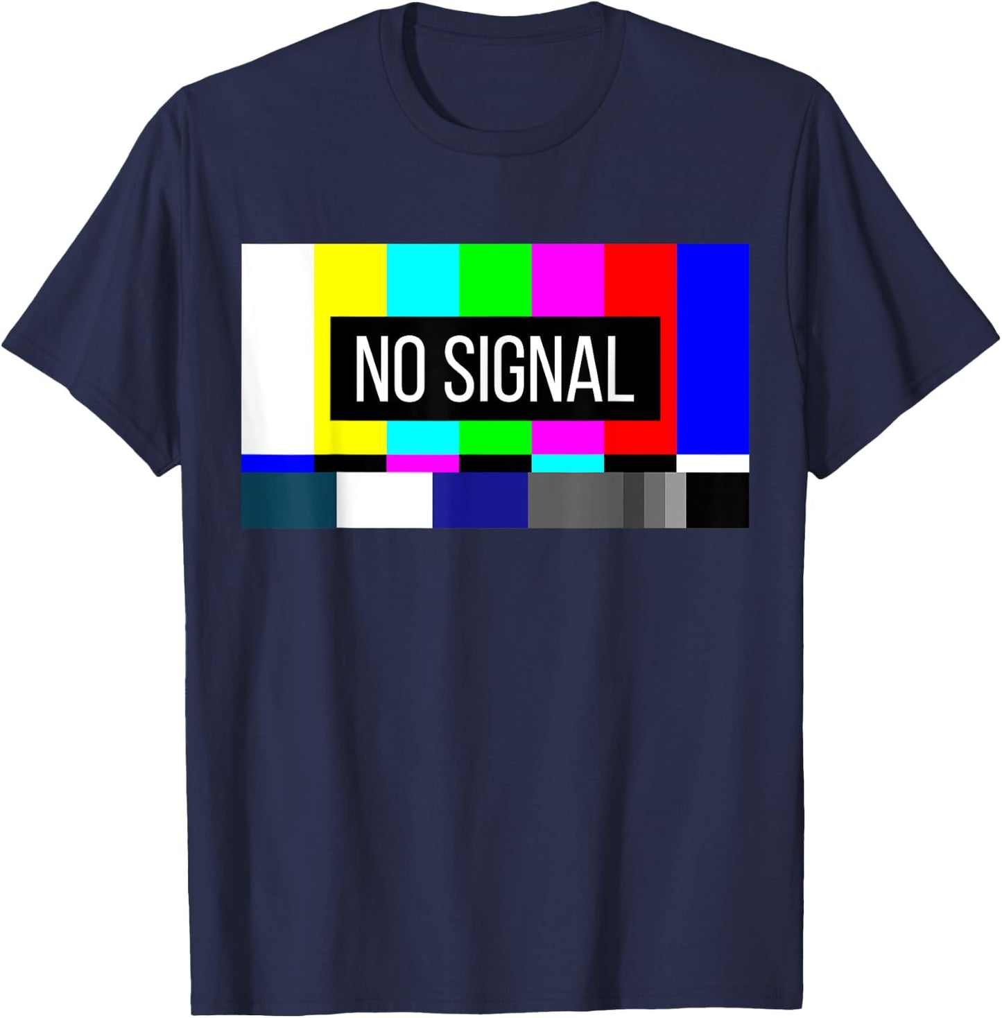 Retro No Signal TV Test Pattern Vintage Television Bars T-Shirt - T-Shirt | Navy