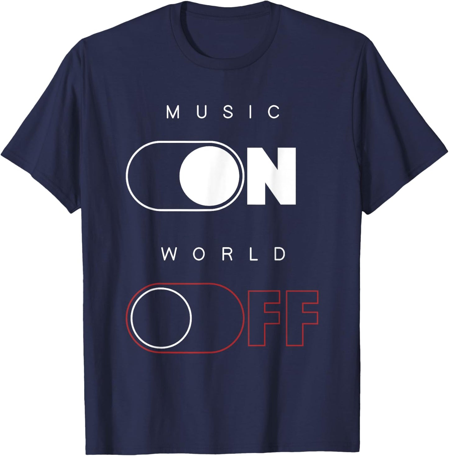Music On World Off T-Shirt - T-Shirt | Navy