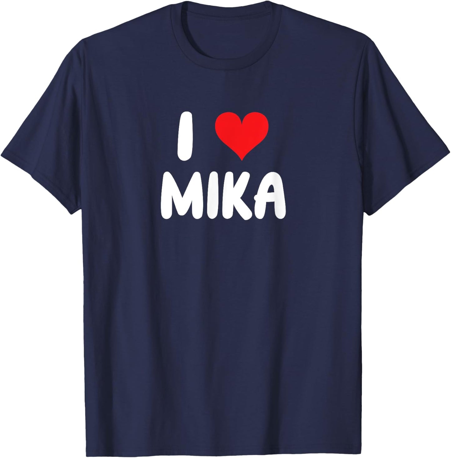 I Love Mika - Heart , Black, S T-Shirt - T-Shirt | Navy