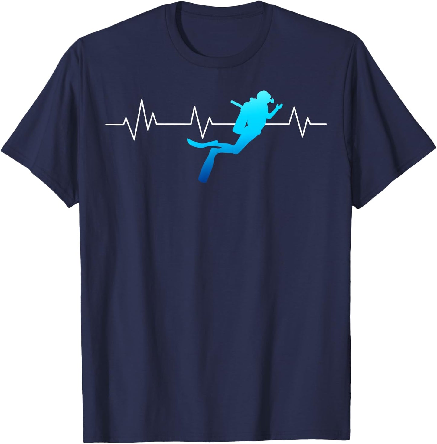 Heartbeat Scuba Diving Diver Underwater Dive Deep-Sea Swim T-Shirt - T-Shirt | Navy