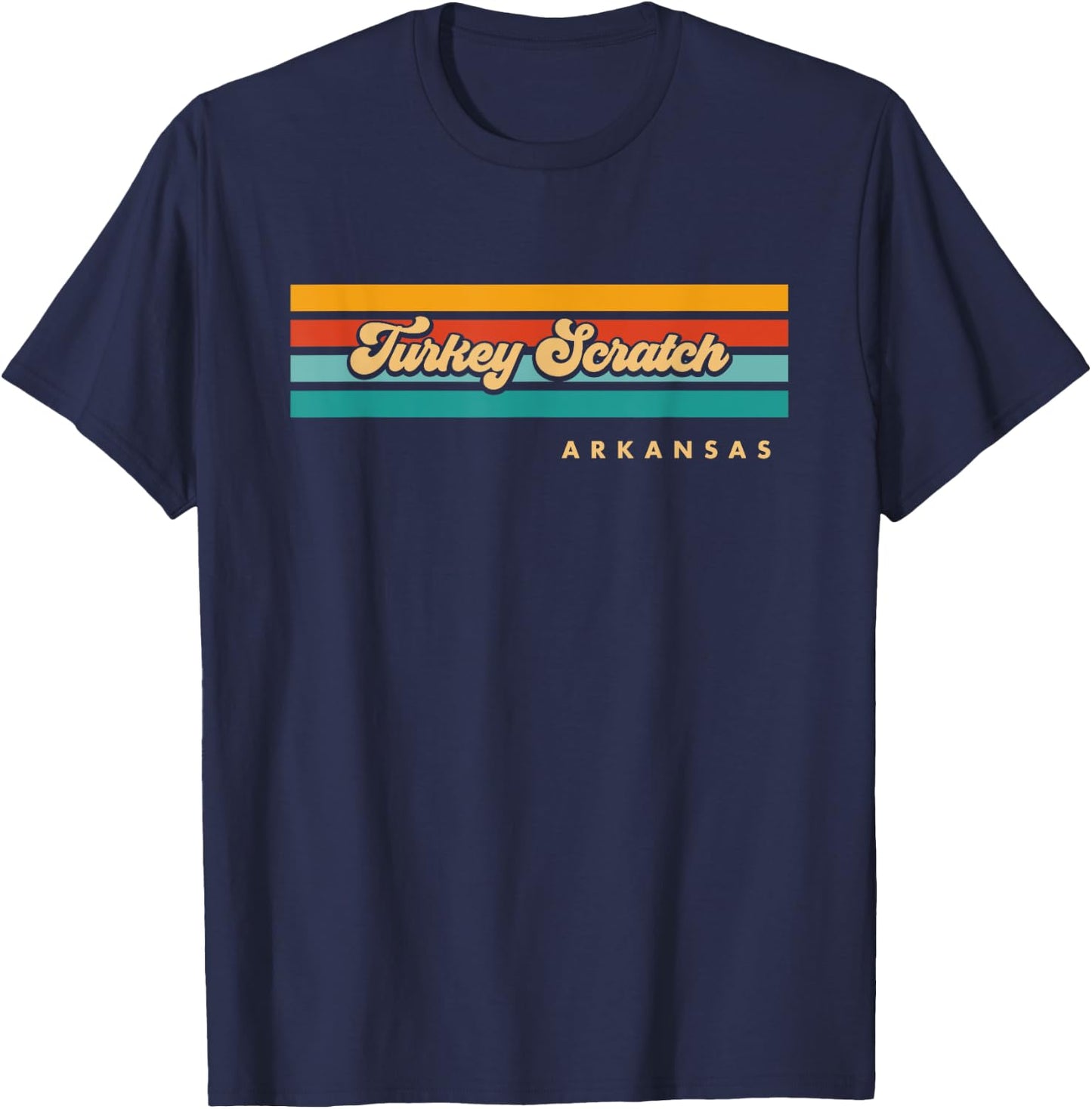 Vintage Sunset Stripes Turkey Scratch, Arkansas T-Shirt - T-Shirt | Navy
