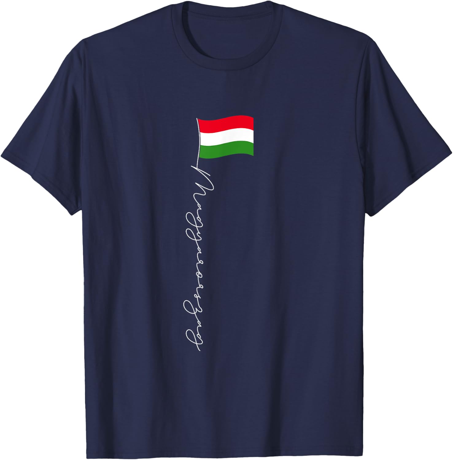 Hungary Signature Flag Pole - Patriotic Hungarian Flag T-Shirt - T-Shirt | Navy