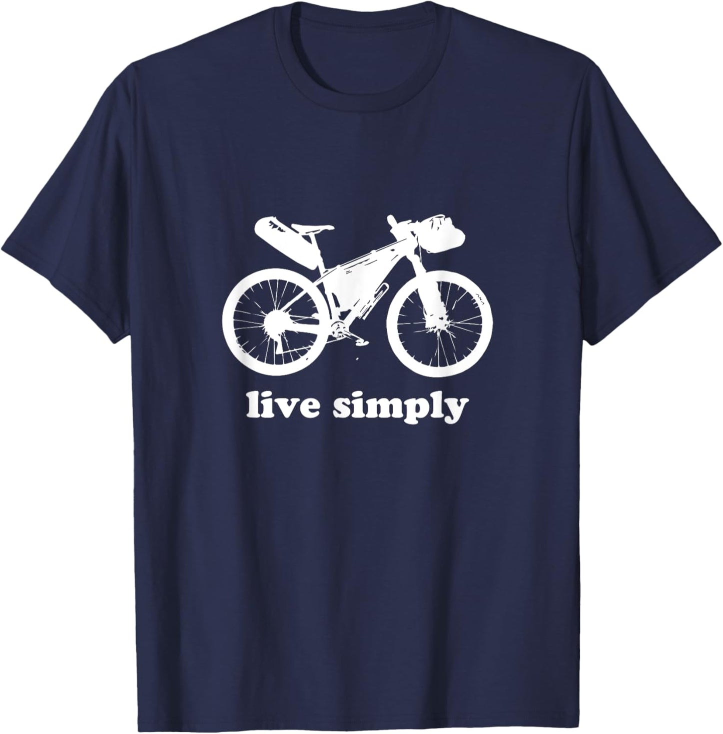 Live Simply Bikepacking Shirt Mountainbike Gift T-Shirt - T-Shirt | Navy