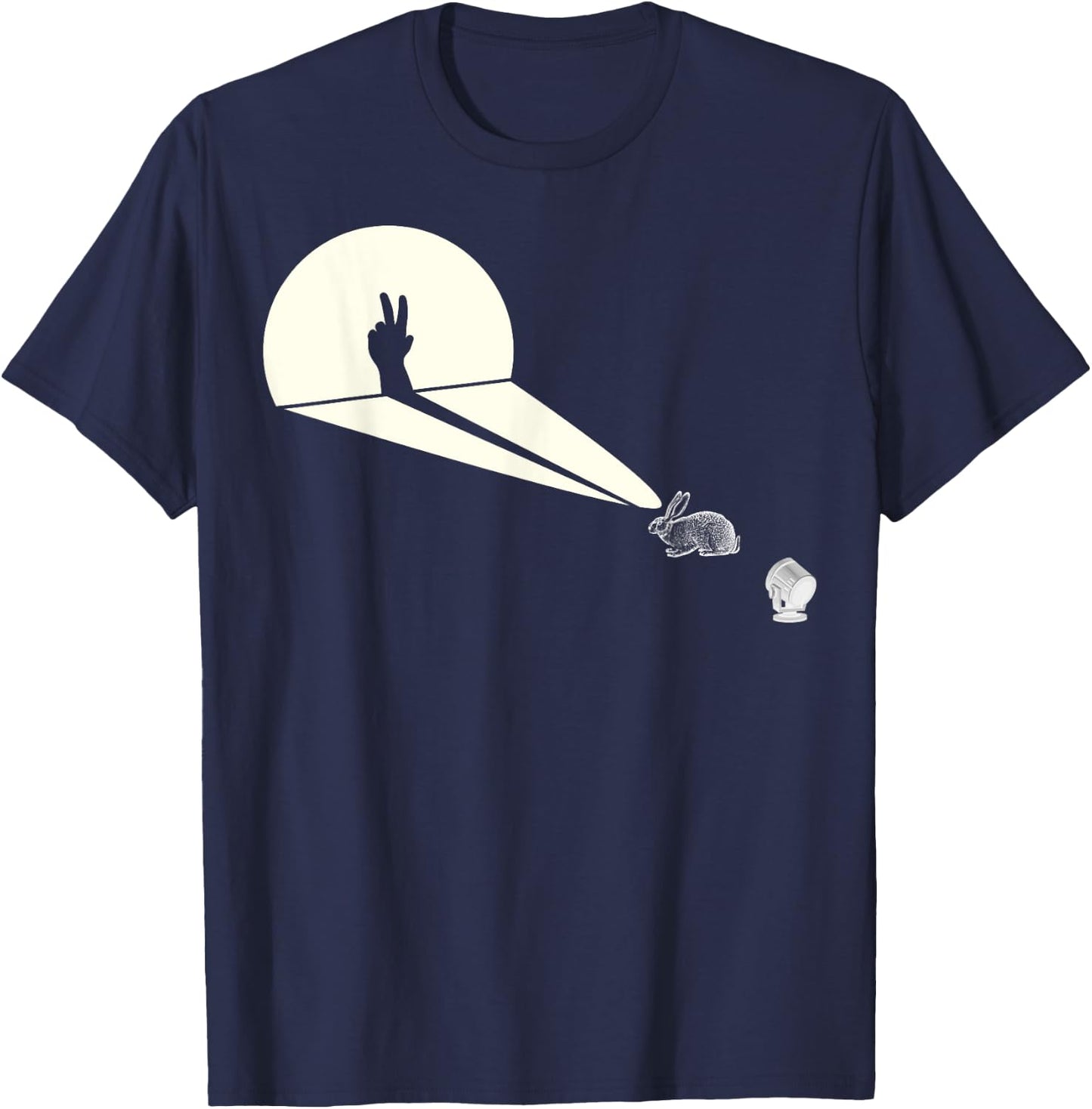Funny Rabbit Silhouette Hand Shadow Puppetry - Funny Puppet T-Shirt - T-Shirt | Navy