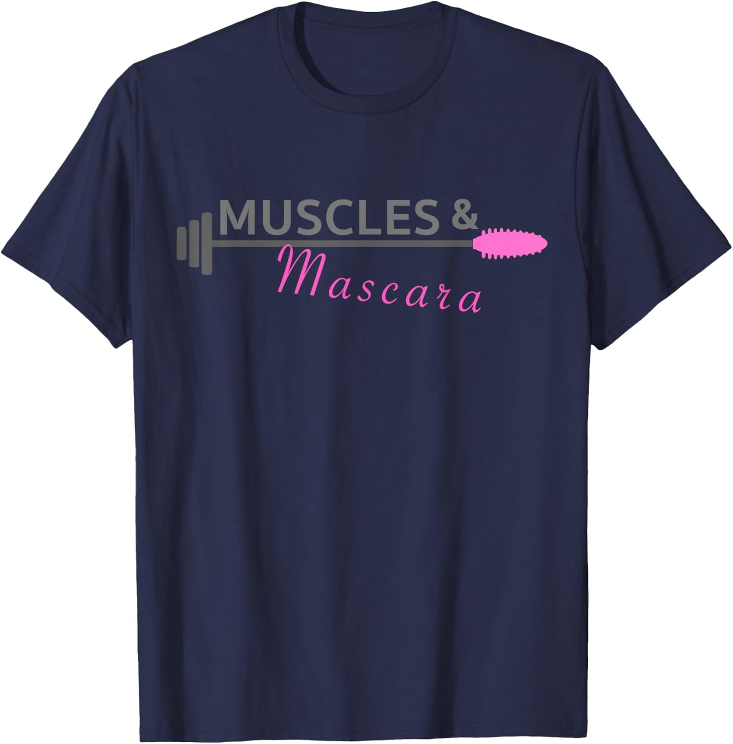 Women Workout Shirt Muscles And Mascara Ladies Fitness T-Shirt - T-Shirt | Navy