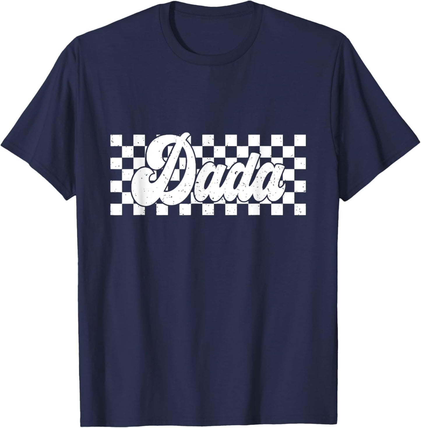 Retro Checkered Dada Father’s Day Dad Life Fatherhood T-Shirt - T-Shirt | Navy