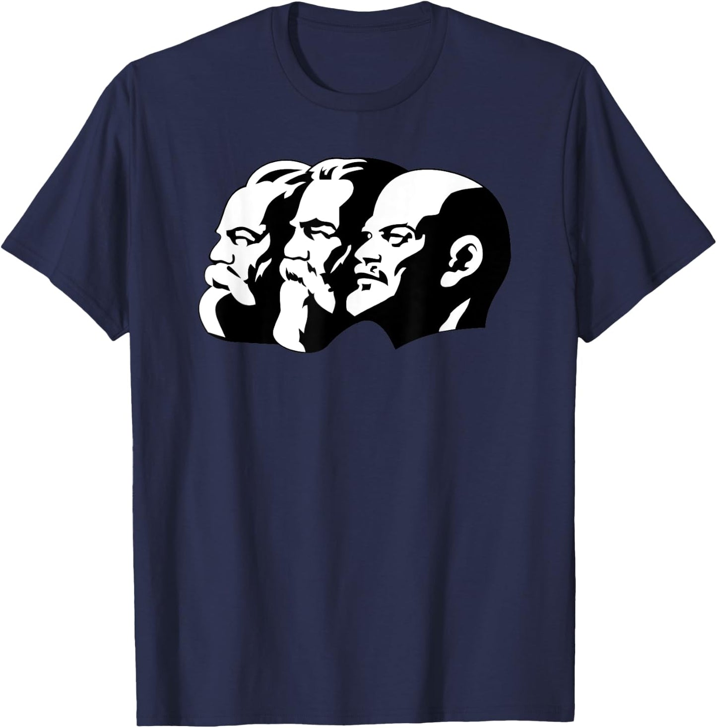 Karl Marx, Friedrich Engels, Vladimir Lenin SOVI8 Propaganda T-Shirt - T-Shirt | Navy