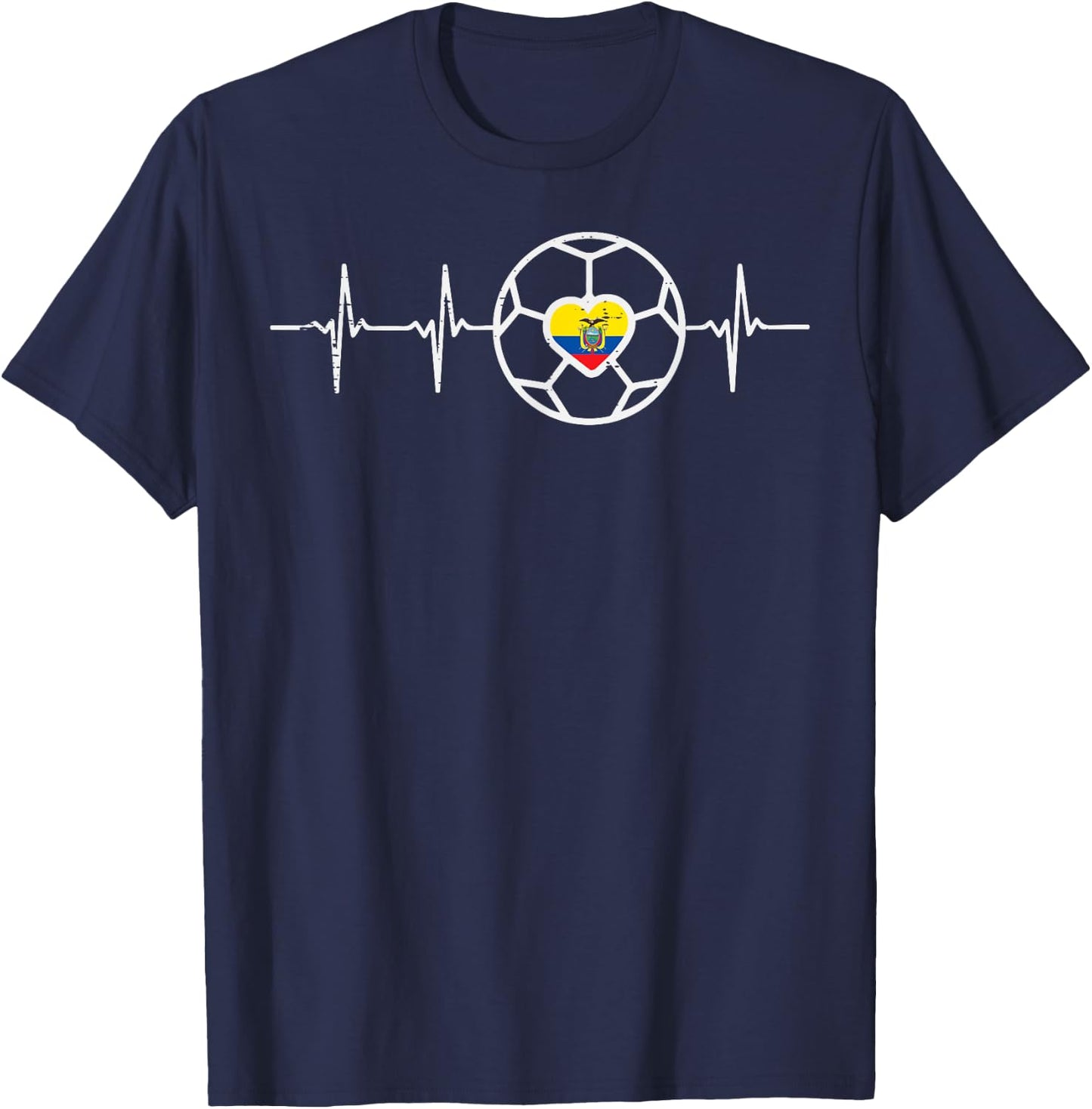 Heartbeat Ecuador Flag Soccer Football Fan Men Women Kids T-Shirt - T-Shirt | Navy