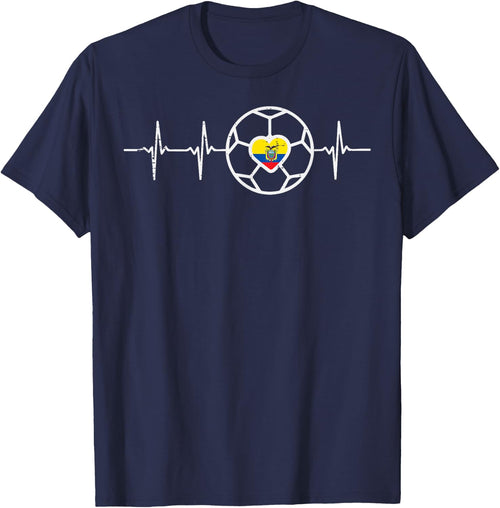 Heartbeat Ecuador Flag Soccer Football Fan Men Women Kids