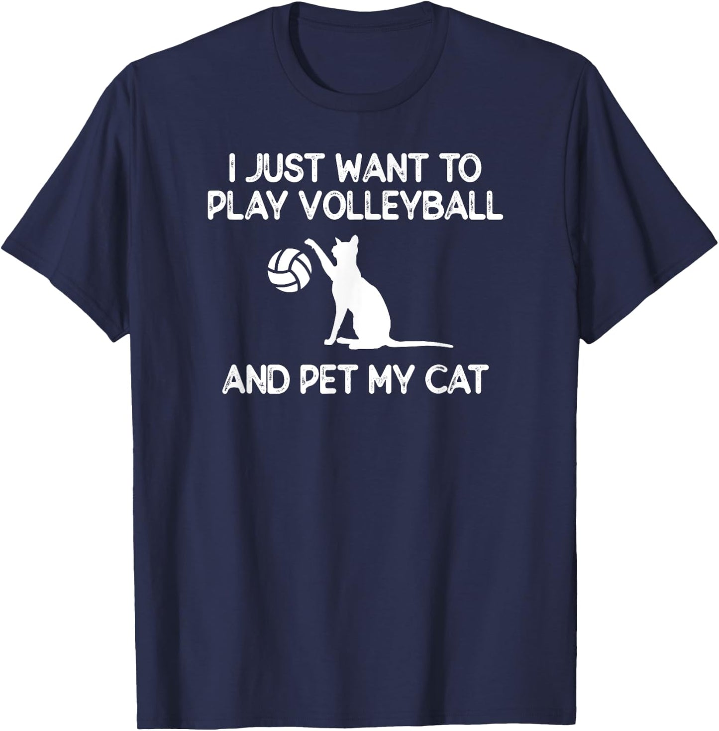 Volleyball Women Cat Lover Gift Volleyball Cat T-Shirt - T-Shirt | Navy
