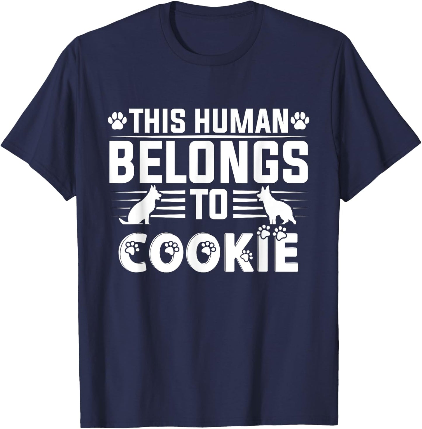 Dog Name Cookie Gift Belongs To Pet Dog Cookie Women Girls Kids T-Shirt - T-Shirt | Navy