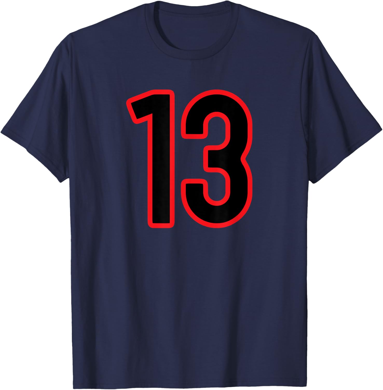 Number #13 Sport Red Black Varsity Team Number T-Shirt - T-Shirt | Navy