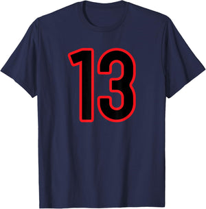Number #13 Sport Red Black Varsity Team Number T-Shirt - T-Shirt | Navy