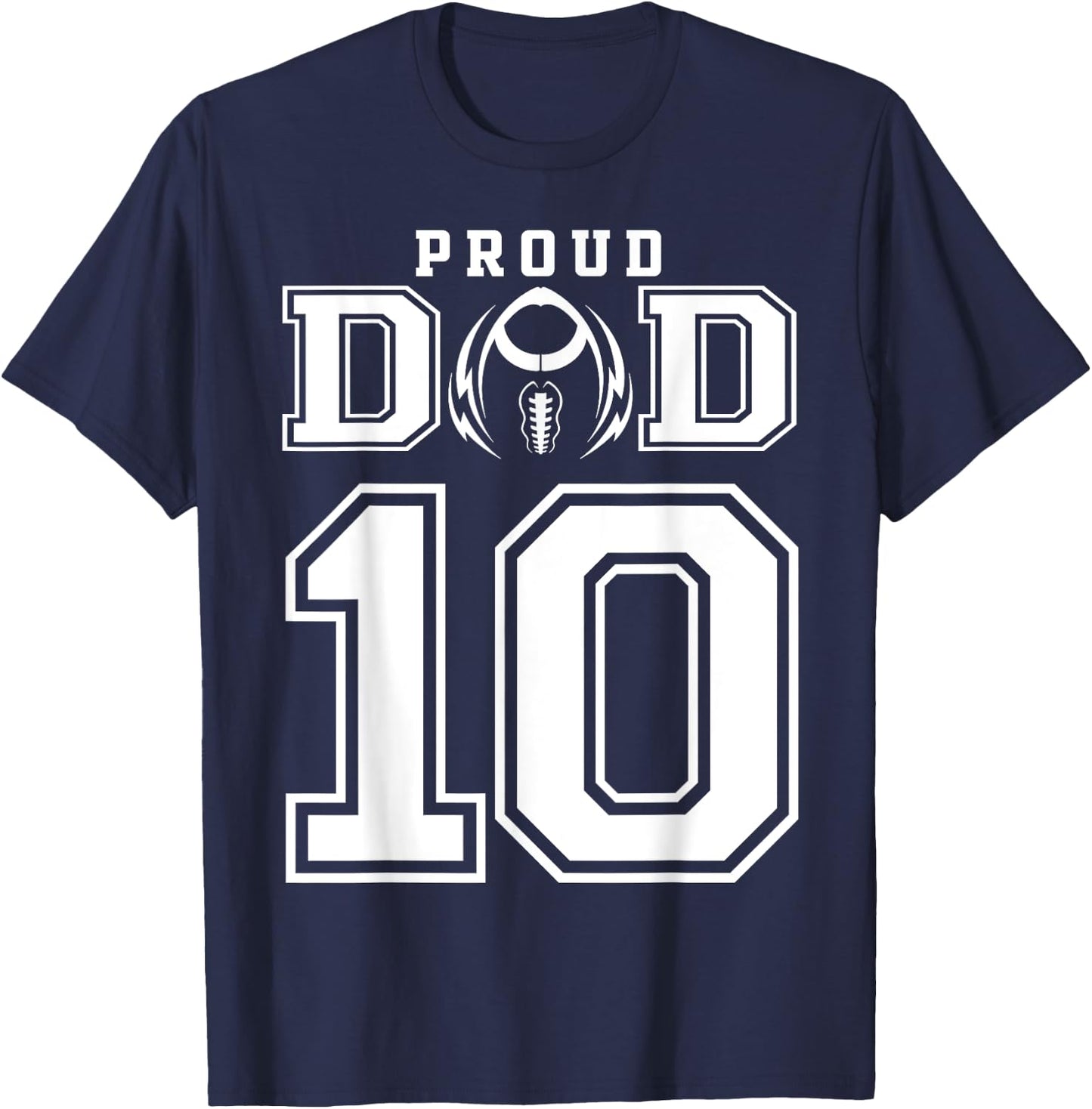 Custom Proud Football Dad Number 10 Personalized T-Shirt - T-Shirt | Navy