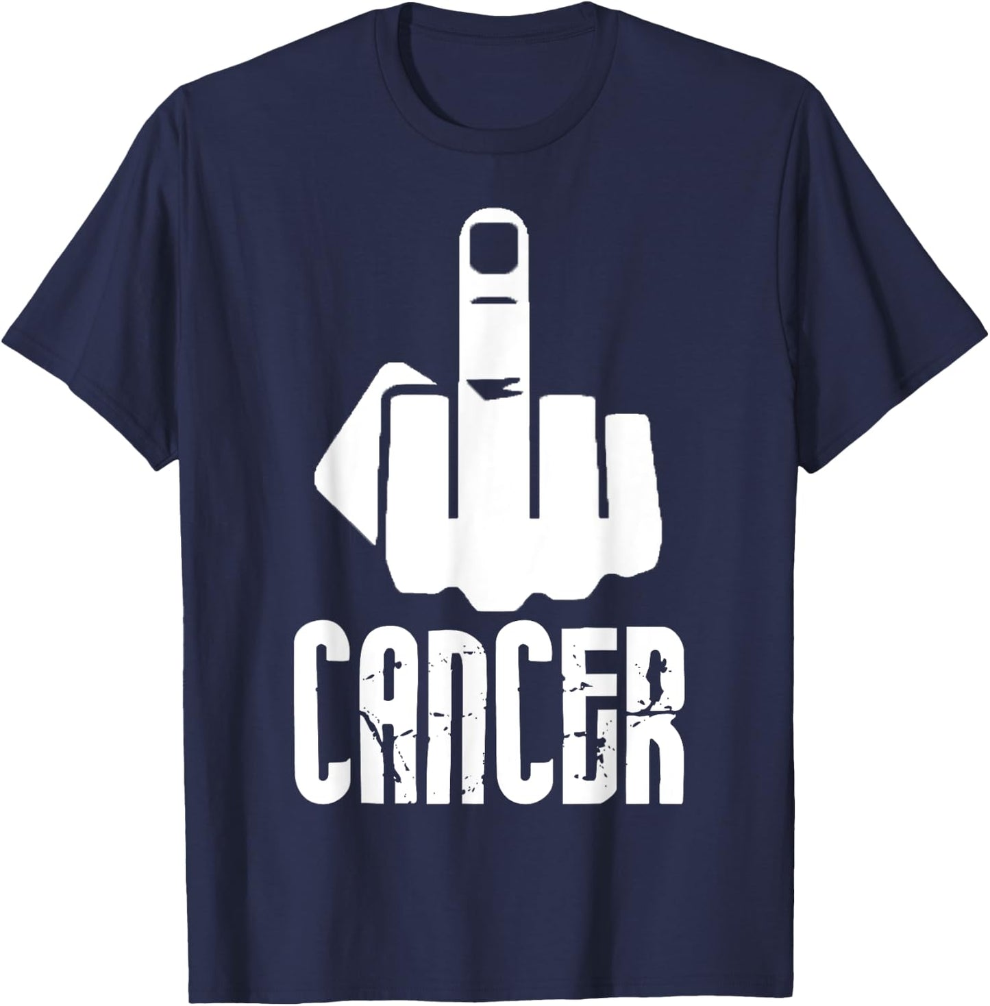 Fuck Cancer Middle Finger T-Shirt - T-Shirt | Navy