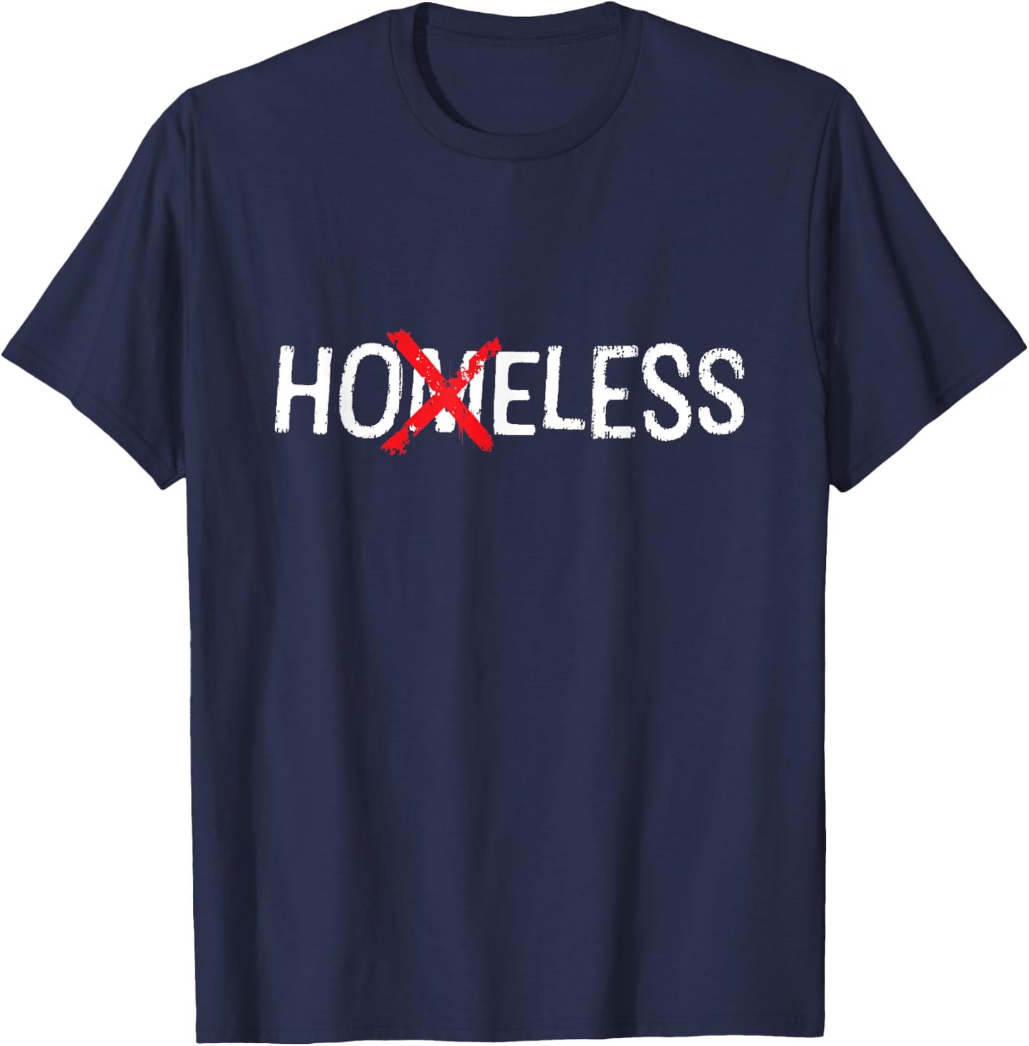 Hoeless Funny - Homeless Crossed Out Design T-Shirt - T-Shirt | Navy