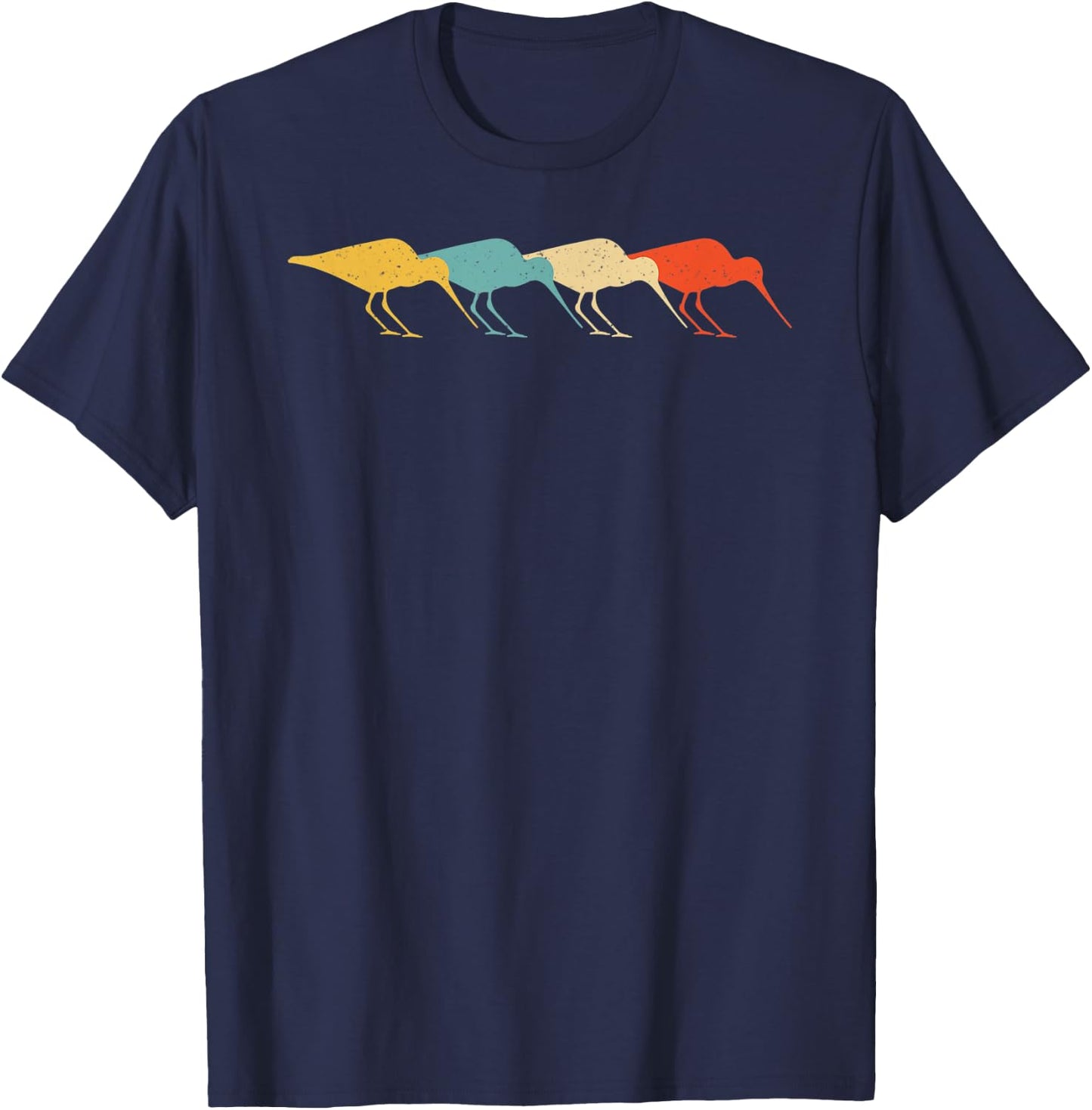 Curlew Vintage Retro Wader Bird Animal Lover 60s 70s Gift T-Shirt - T-Shirt | Navy