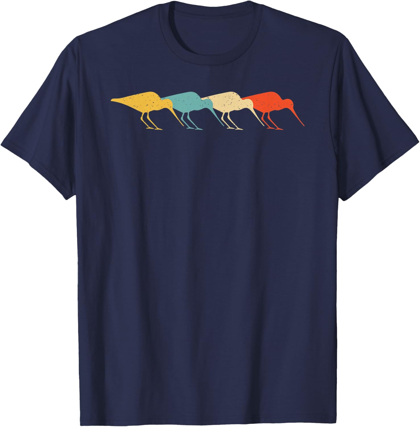 Curlew Vintage Retro Wader Bird Animal Lover 60s 70s Gift T-Shirt - T-Shirt | Navy