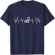 Funny Motorcycle Heartbeat Flat Track Motorbike Rider Outfit T-Shirt - T-Shirt | Navy