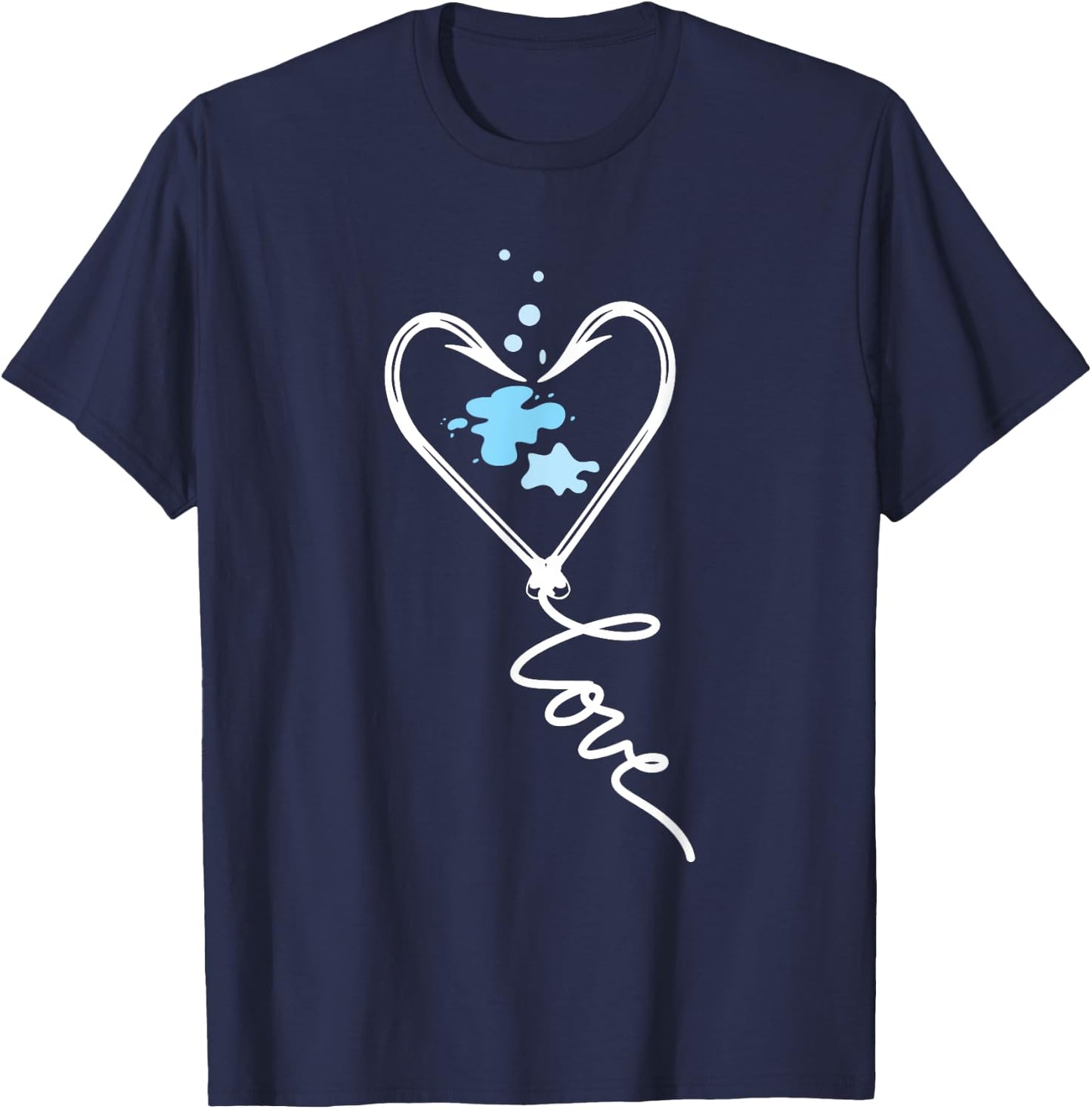 Cute - Fish Hook Heart Love Fishing T-Shirt - T-Shirt | Navy