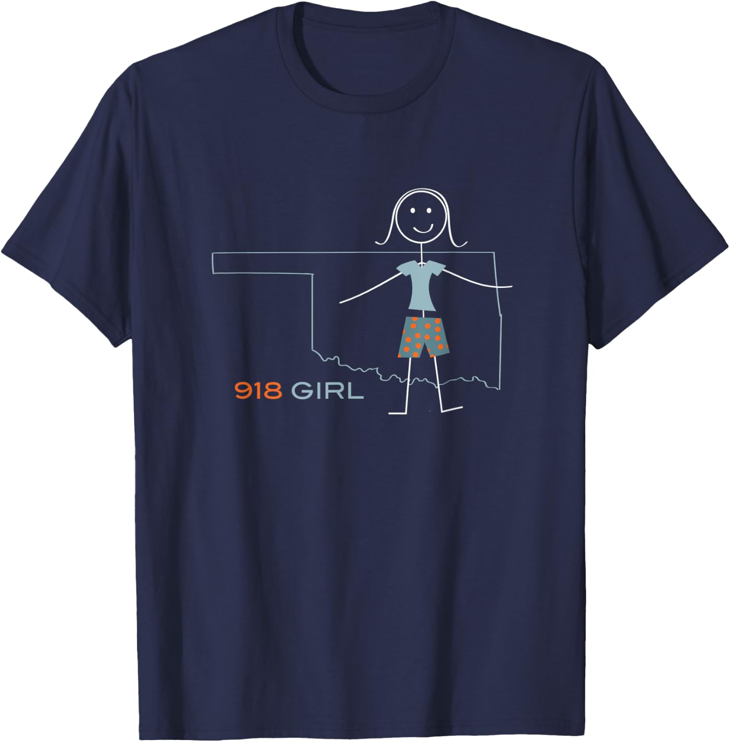 Funny 918 Area Code, OK Girls Oklahoma Souvenir T-Shirt - T-Shirt | Navy