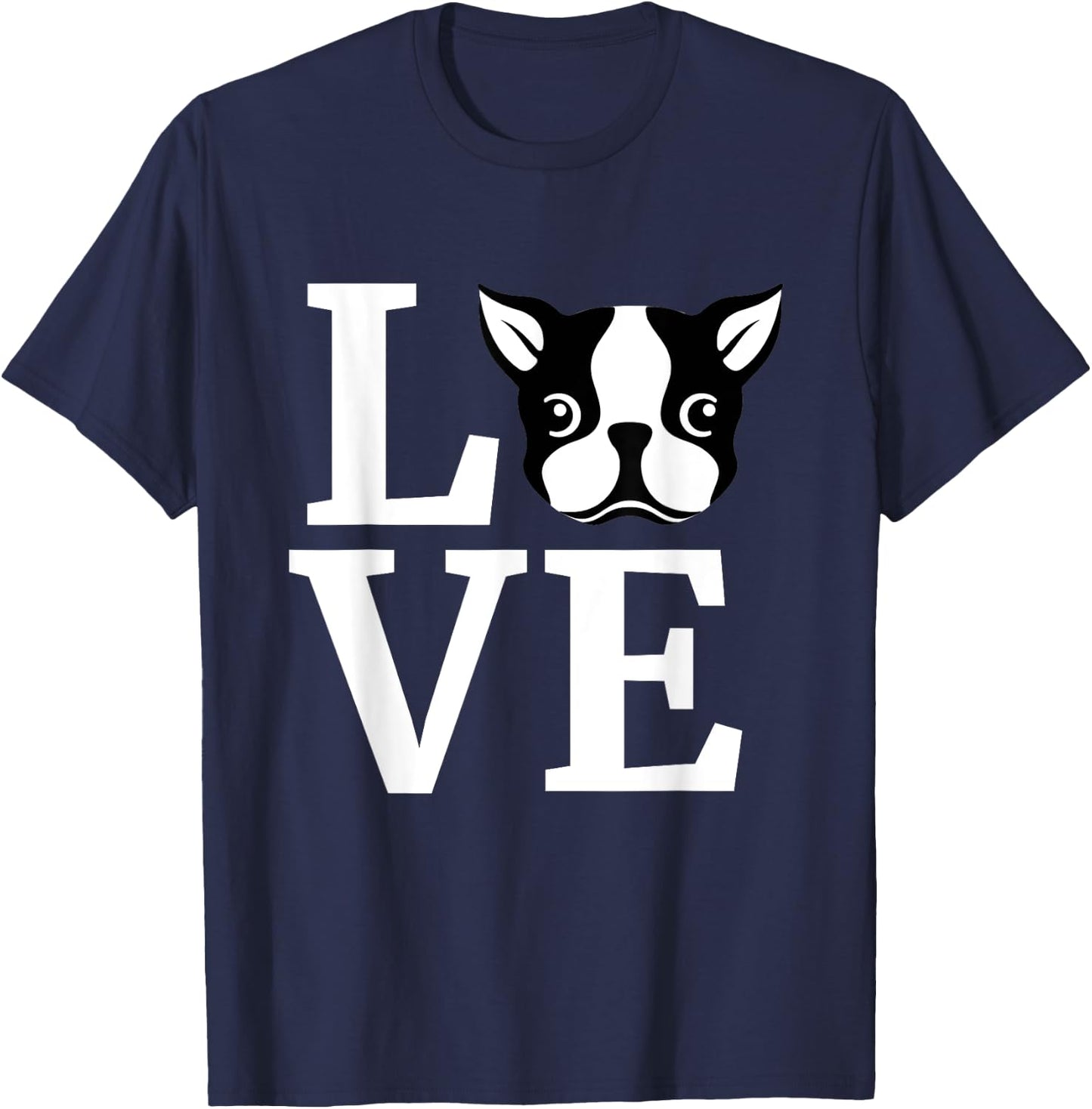 Boston Terrier Shirt I Love My Bostie Gift Dog Lover Women Girls Kids T-Shirt - T-Shirt | Navy