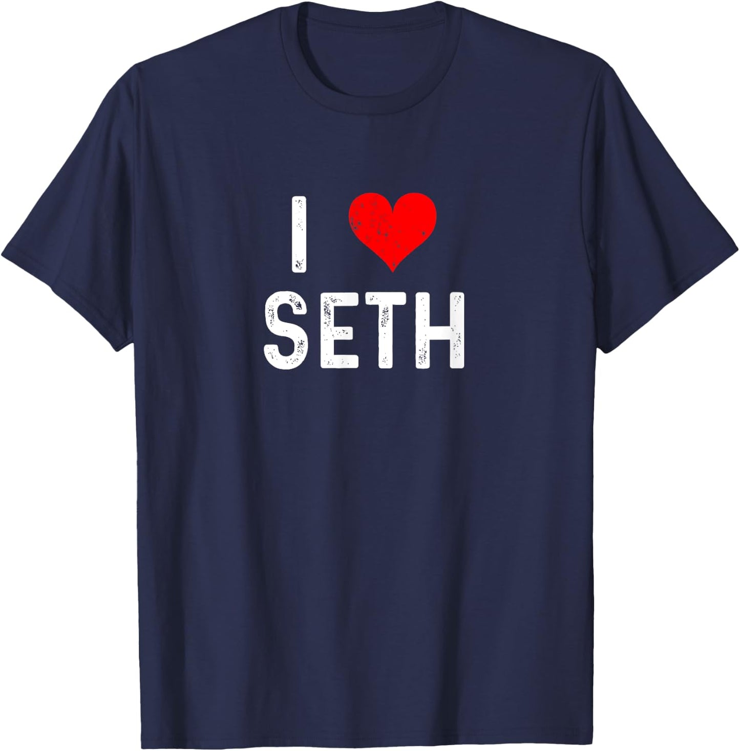 I Love Seth Distressed Heart T-Shirt - T-Shirt | Navy