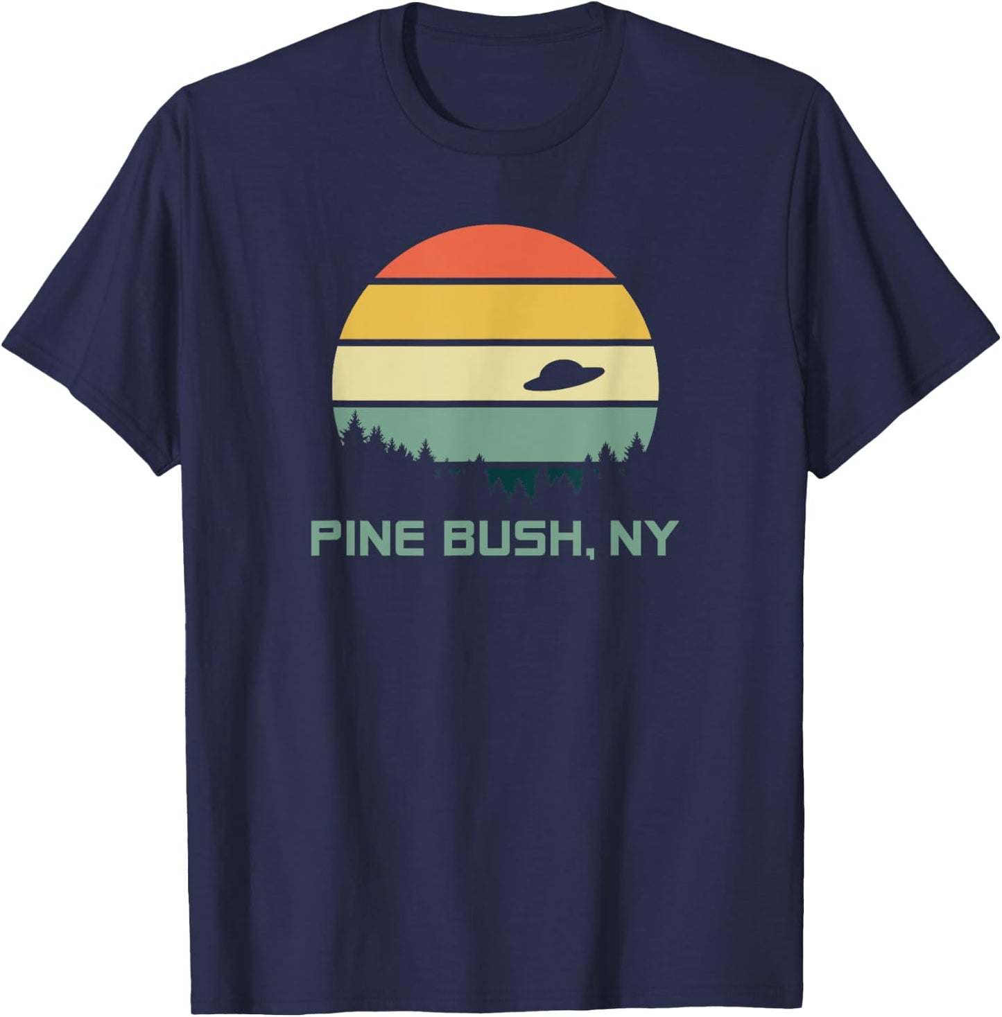 Retro Pine Bush, NY Alien T Shirt T-Shirt - T-Shirt | Navy