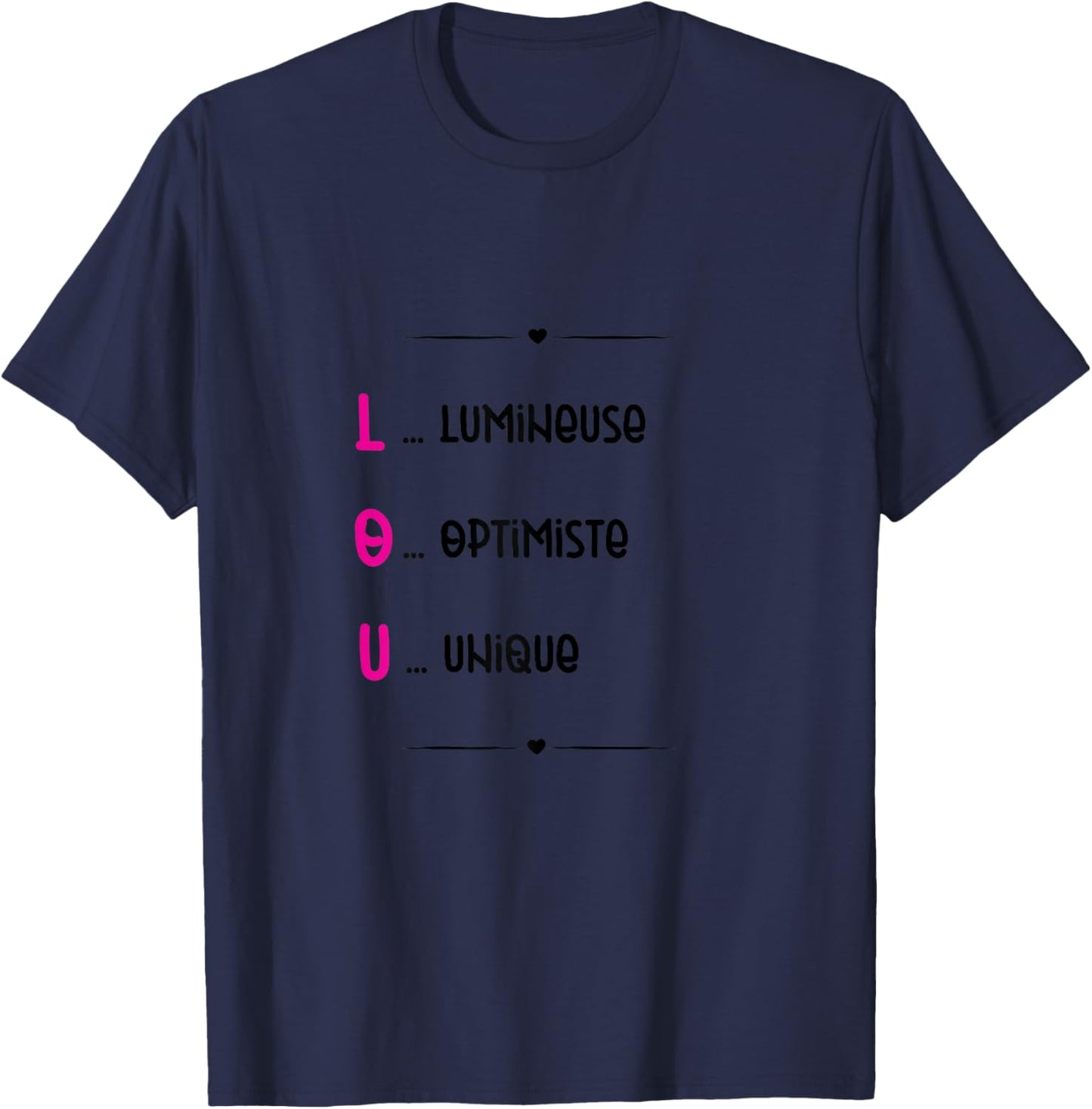 Lou Prenom Personnalisé Femme Cadeau Prenom Lou Girls' , white T-Shirt - T-Shirt | Navy