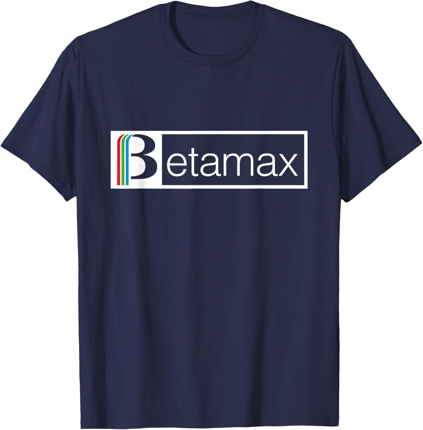 Betamax Red Green And Blue White B Banner Logo T-Shirt - T-Shirt | Navy