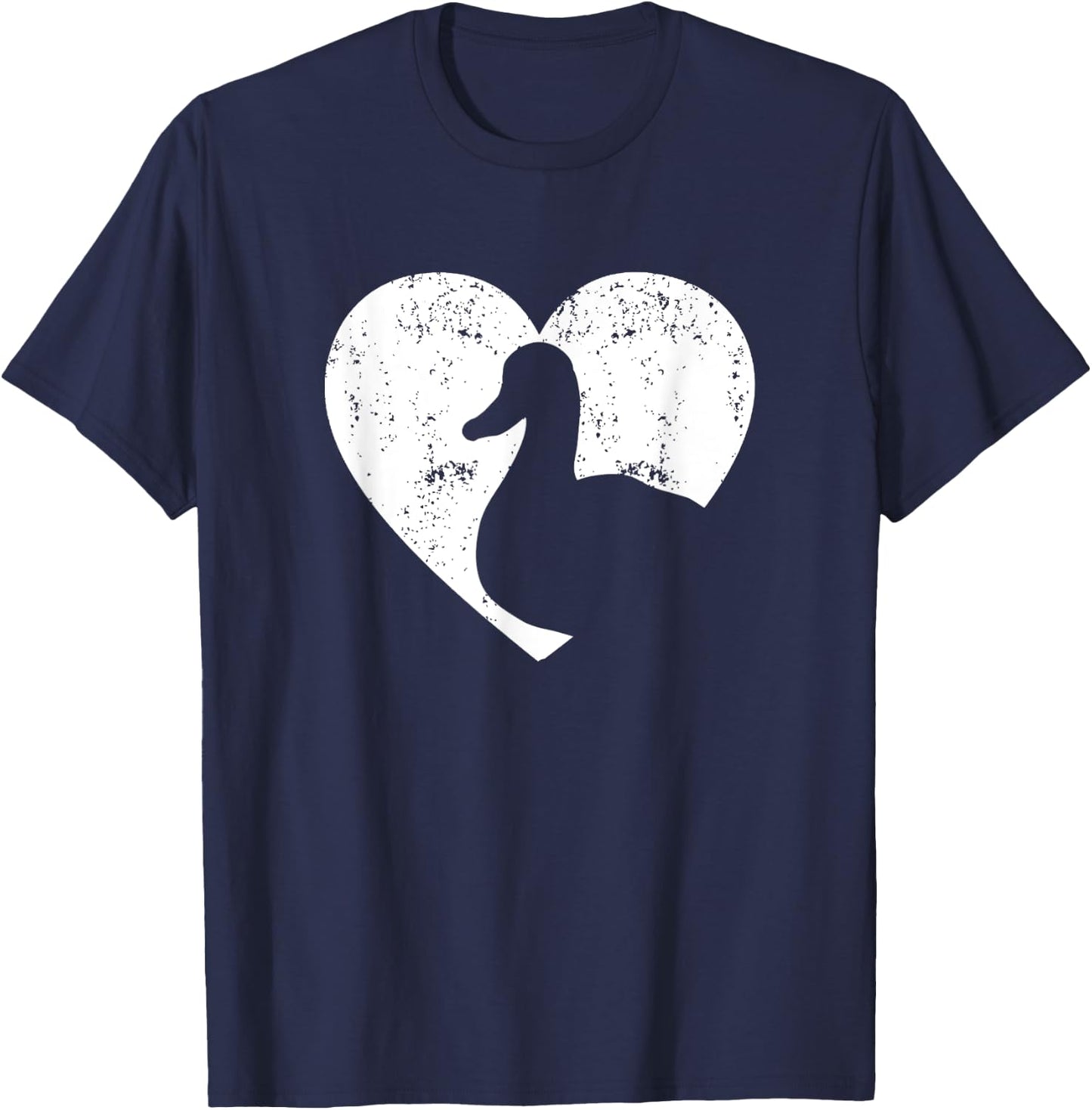 Animal Duck Heart Valentines Day Women Girls T-Shirt - T-Shirt | Navy