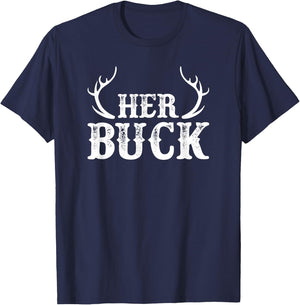 Her Buck Shirt - Her Buck His Doe T-Shirt - T-Shirt | Navy