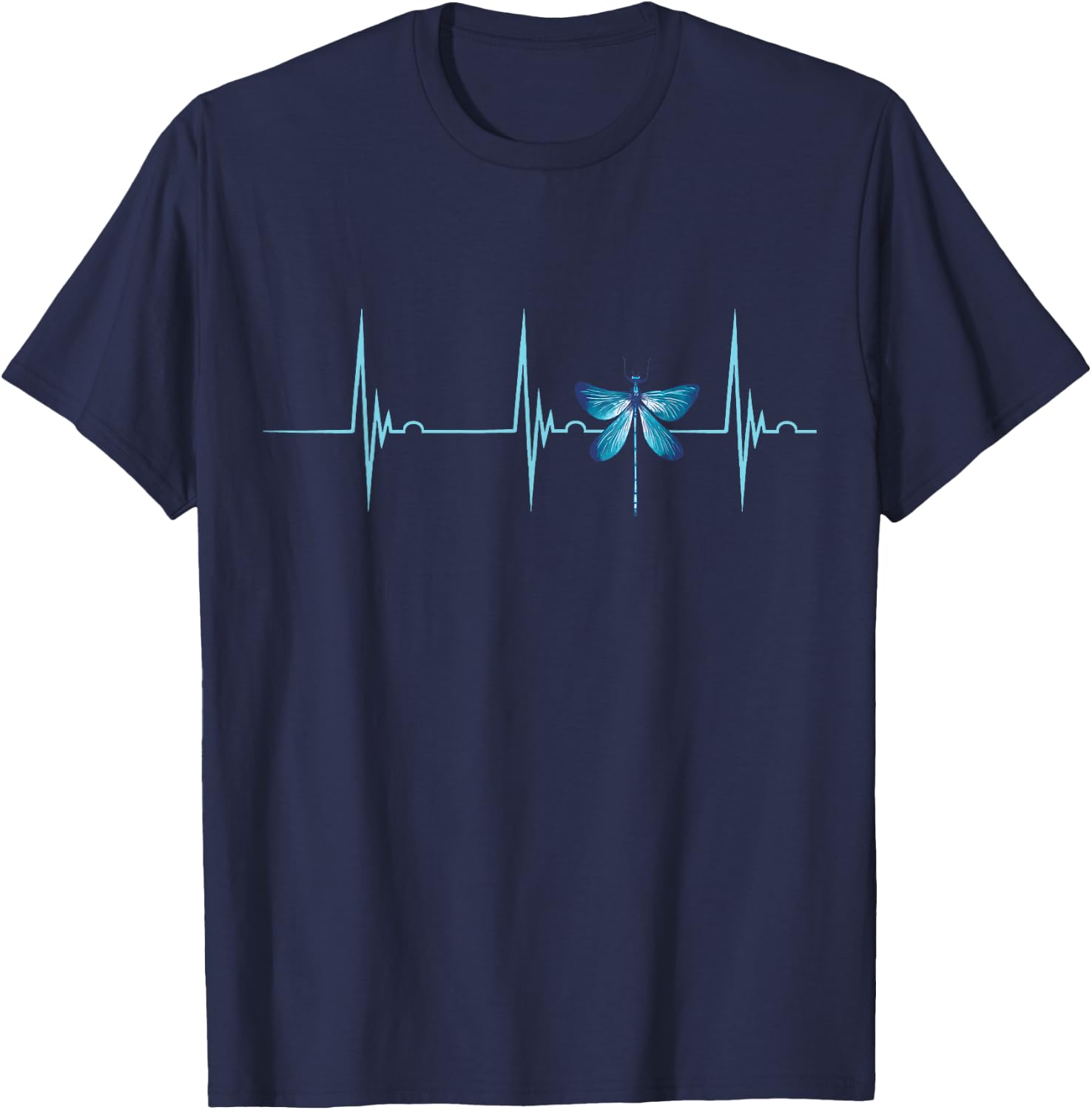Dragonflies Nature Insect Heartbeat EKG Pulse Dragonfly T-Shirt - T-Shirt | Navy