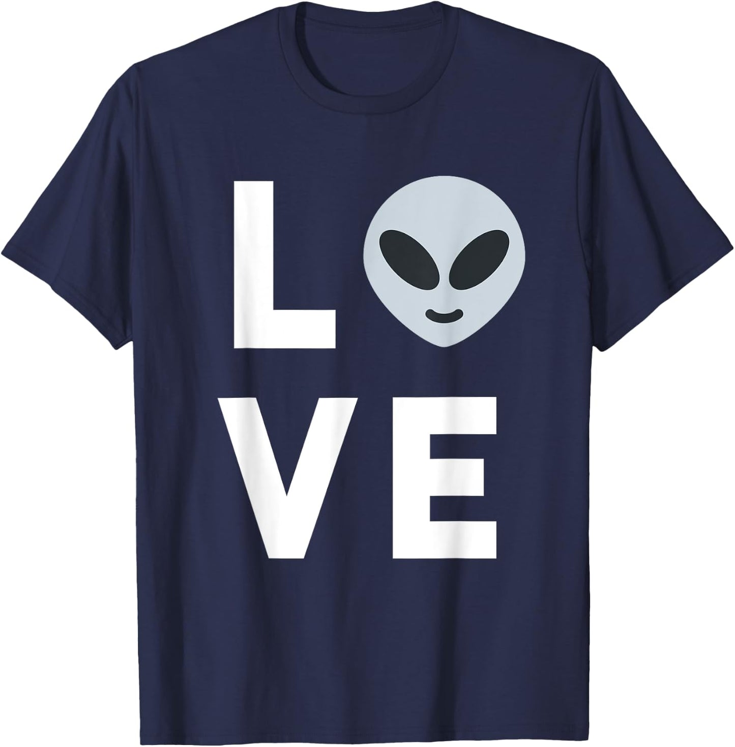 Cute Alien Face | I Love Aliens UFO Kids Gift Ideas T-Shirt - T-Shirt | Navy