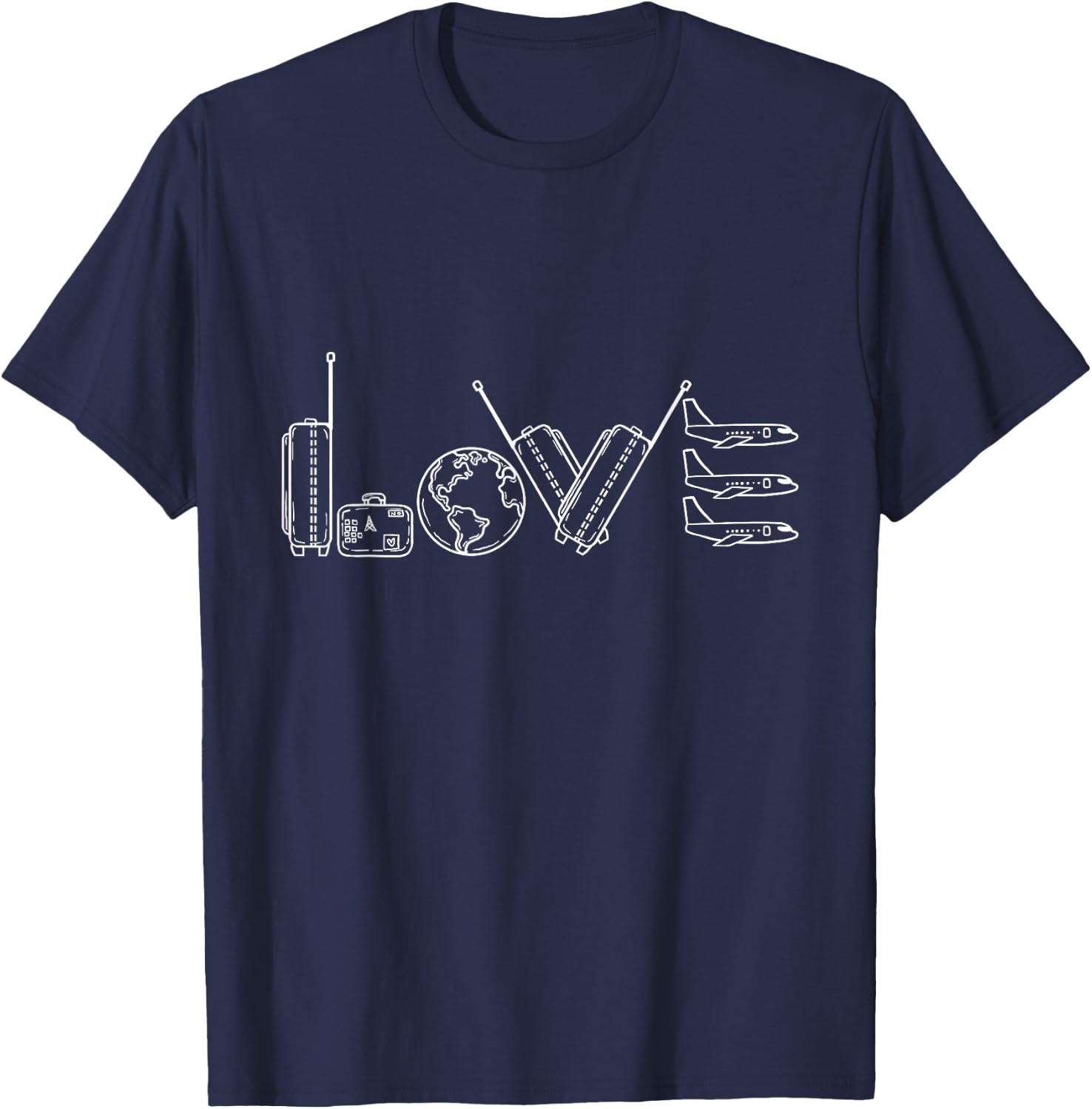 Love Aviation Text Funny Travel Flight Attendant Pilot Gift T-Shirt - T-Shirt | Navy