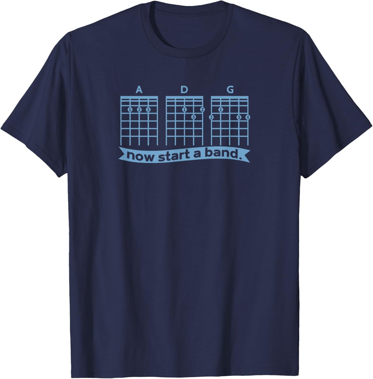 Guitar now start a Band and roll Rocker Piano Drummer Note T-Shirt - T-Shirt | Navy