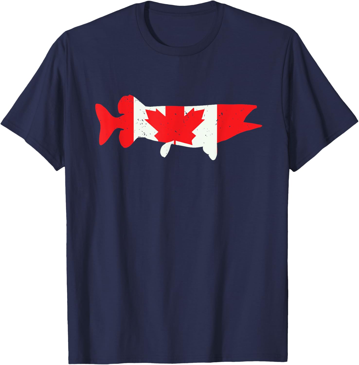 Canada Flag Musky Fishing | Vintage Muskie Fish Cool Gifts T-Shirt - T-Shirt | Navy